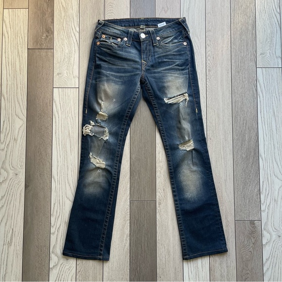 True Religion Blue Denim Jeans with Back Pockets - Picture 3 of 7